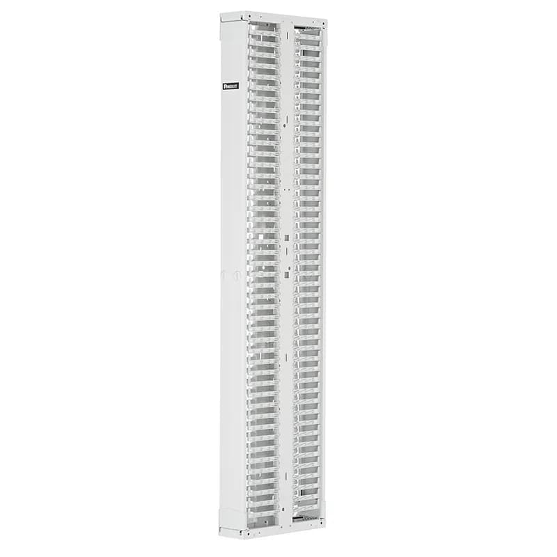 The PatchRunner 2 Vertical Cable Manager combines high-density capability and versatility, freeing up valuable floor space. The fully pre-assembled manager lowers overall costs. The dual-sided manager has a metal backbone with molded plastic fingers, and includes two full-length metal, dual-hinging, push-to-close doors. The manager is 52 RU, 8 inches wide, and is white.