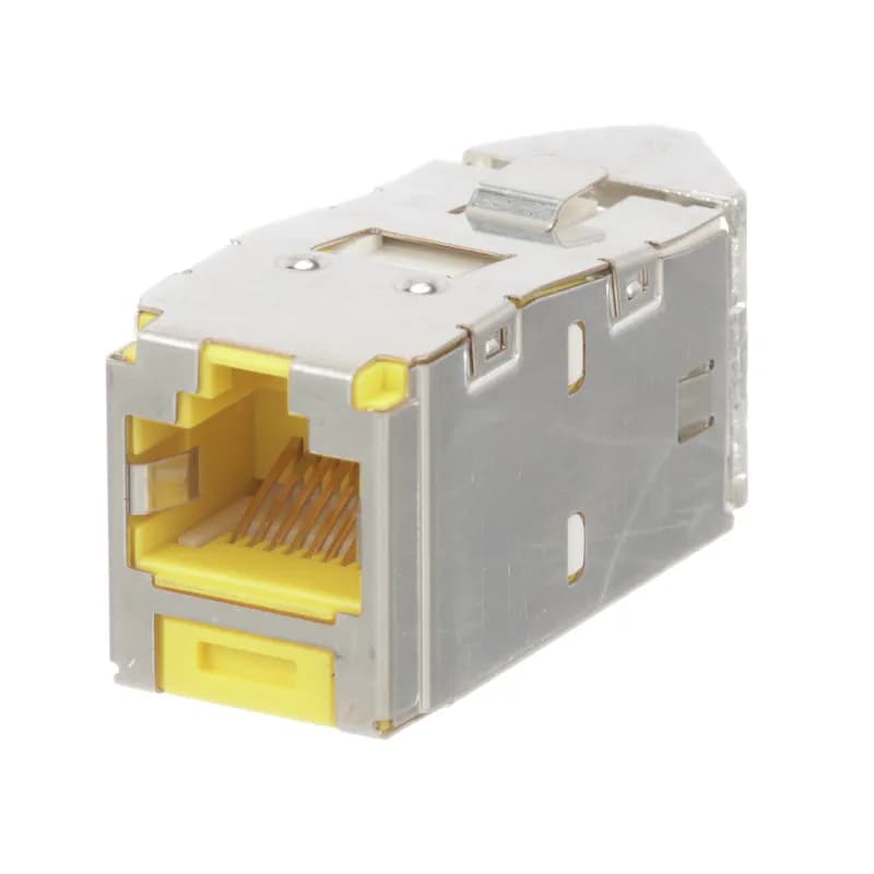 The Mini-Com Cat 6A Shielded RJ45 Left/Right 45 Angled TG Jack Module is designed to terminate shielded 4-pair, 22-26 AWG twisted pair cable and improves cable routing to jacks in tight spaces. Each module is 100% factory tested to exceed industry standard performance requirements. TG style termination eliminates the need for a termination tool. Each jack is individually serialized for traceability and is compatible with Mini-Com Modular Patch Panels and Faceplates.