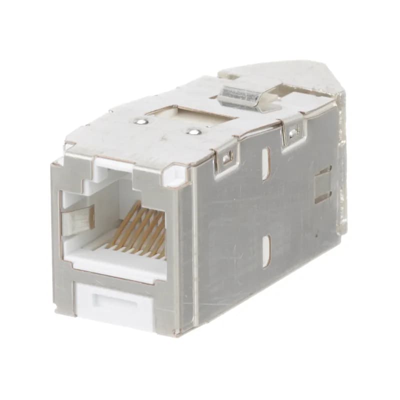 Panduit CJSLR6X88TGWHY - The Mini-Com Cat 6A Shielded RJ45 Left/Right 45 Angled TG Jack Module is designed to terminate shielded 4-pair, 22-26 AWG twisted pair cable and improves cable routing to jacks in tight spaces. Each module is 100% factory tested to exceed industry standard performance requirements. TG style termination eliminates the need for a termination tool. Each jack is individually serialized for traceability and is compatible with Mini-Com Modular Patch Panels and Faceplates.