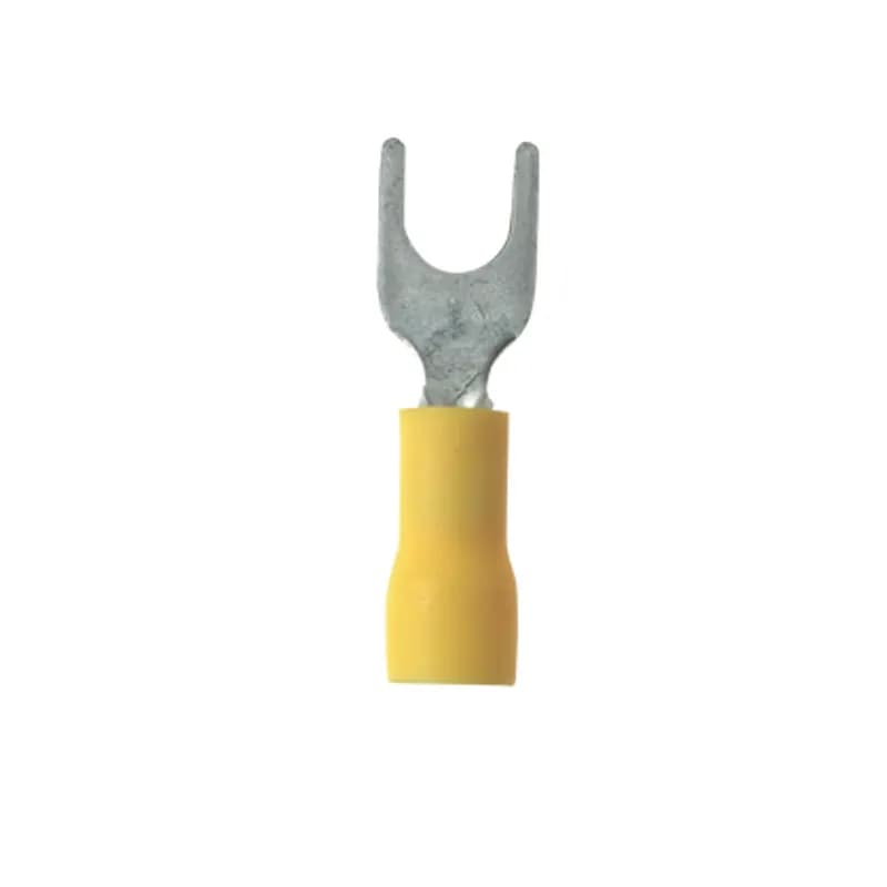 Fork Terminal, vinyl insulated, funnel entry, 26- 22 AWG, #4 stud size, bulk package.