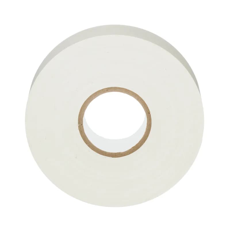 StrongHold ST35-075-66WH Professional Grade PVC Electrical Tape is a pressure sensitive vinyl electrical tape that applies easily and provides a high level of performance over a range of temperatures. It has excellent elasticity and insulating properties and it is .75" x 66' x .007" in size. It is white in color and comes in an individual plastic puck. Suitable as primary insulation when used for splicing up 600 Volts or 80?C (176?F) and can be used as protective jacketing.
