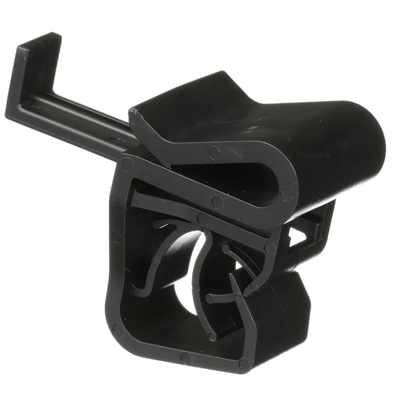 Panduit UCCPD-C130 Universal Cable Clips for Parallel Type Cable Down, are adjustable edge clips designed for various rack sizes. Their teeth lock feature prevents movement and can handle multiple gauges. Great for managing PV cable on solar panels. Maximum cable diameter of 0.25 -0.30 (6.5-7.5mm), frame thickness of 0.04 -0.12 (1.0-3.0mm) and frame width of 0.78 -1.38 (20-35mm). Includes UCCCDL-X130 latch. Made of Weather Resistant Acetal, are black in color and come in packages of 100.
