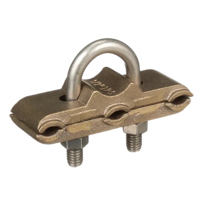 Bronze Ground Clamp Connector, 3-Wire, Parallel to Pipe, 4 AWG SOL - 250 kcmil, 2" Pipe Size