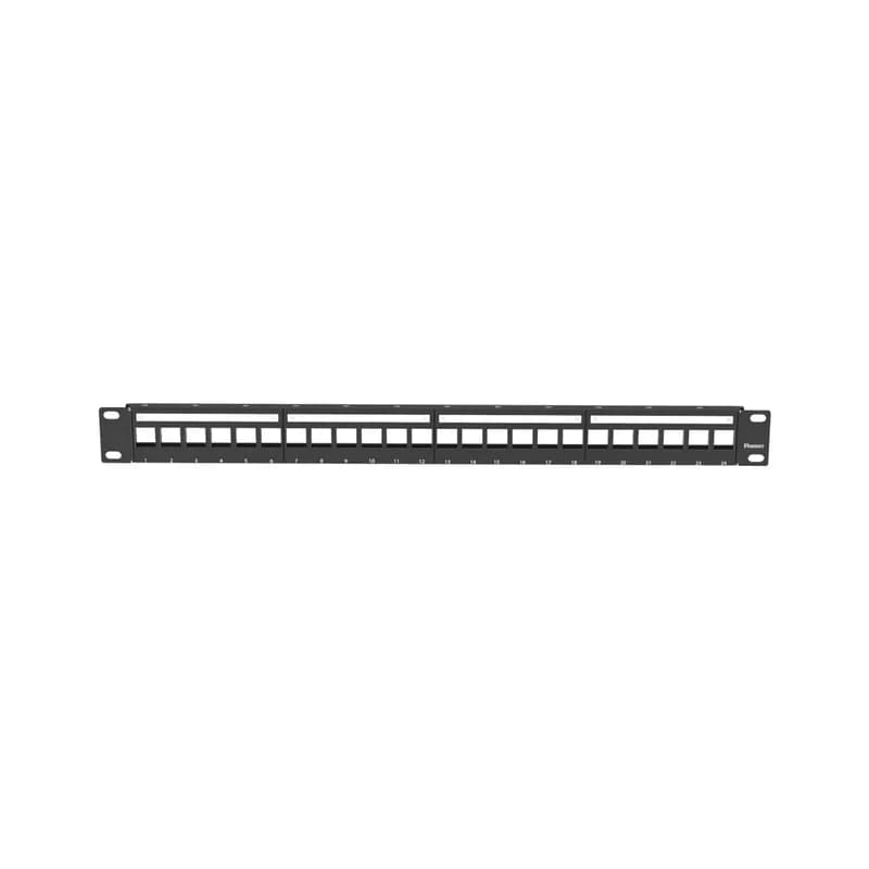 Panduit KPS24BL - The keystone shielded patch panel accepts up to 24 keystone shielded jack modules in 1 RU. It has a flat design and is made of stainless steel construction. The panel includes label pockets for easy identification and is black.