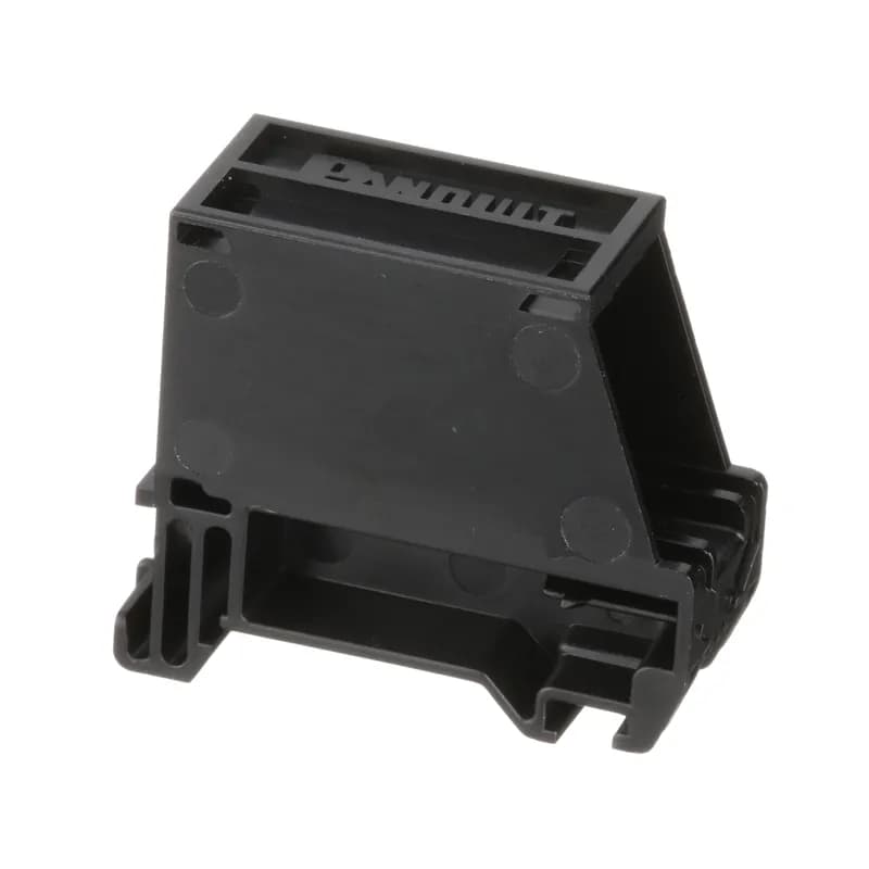 The shielded Mini-Com DIN Shielded Rail Mount Adapter mounts to a standard 35mm DIN rail. It accepts any single port Mini-Com Module which snap in and out for easy moves, adds, and changes. Color: Black