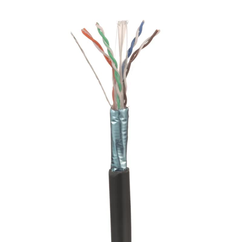 Copper Cable, Industrial, Cat6, 4-pair, 26/7 AWG stranded, F/UTP, CM, Black, 1000ft/305m reel.