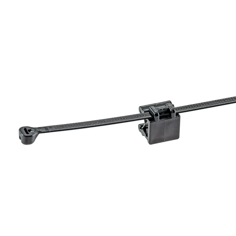 The CMSB24-B2S-D300 Edge Clip with Cable Tie Mounts helps secure wire and cable bundles with versatile mounting to edges without adhesives or drilling. Pre-assembled with a barb cable tie for securing and routing cables perpendicular and adjacent to a 3mm to 6mm edge. Ideal for a range of applications such as automobiles, trains, heavy equipment, and trucks. Color Black.