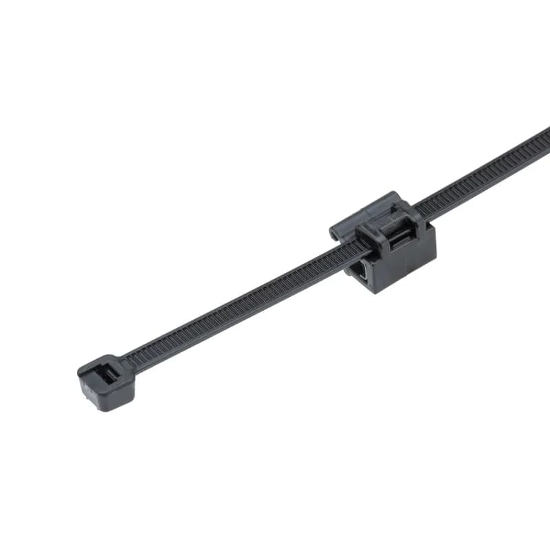 The CMSB12-2S-C300 Edge Clip with Cable Tie Mounts helps secure wire and cable bundles with versatile mounting to edges without adhesives or drilling. Pre-assembled with a cable tie for securing and routing cables perpendicular and adjacent to a 0.7mm to 3mm edge. Ideal for a range of applications such as automobiles, trains, heavy equipment, trucks, and solar. Color Black.