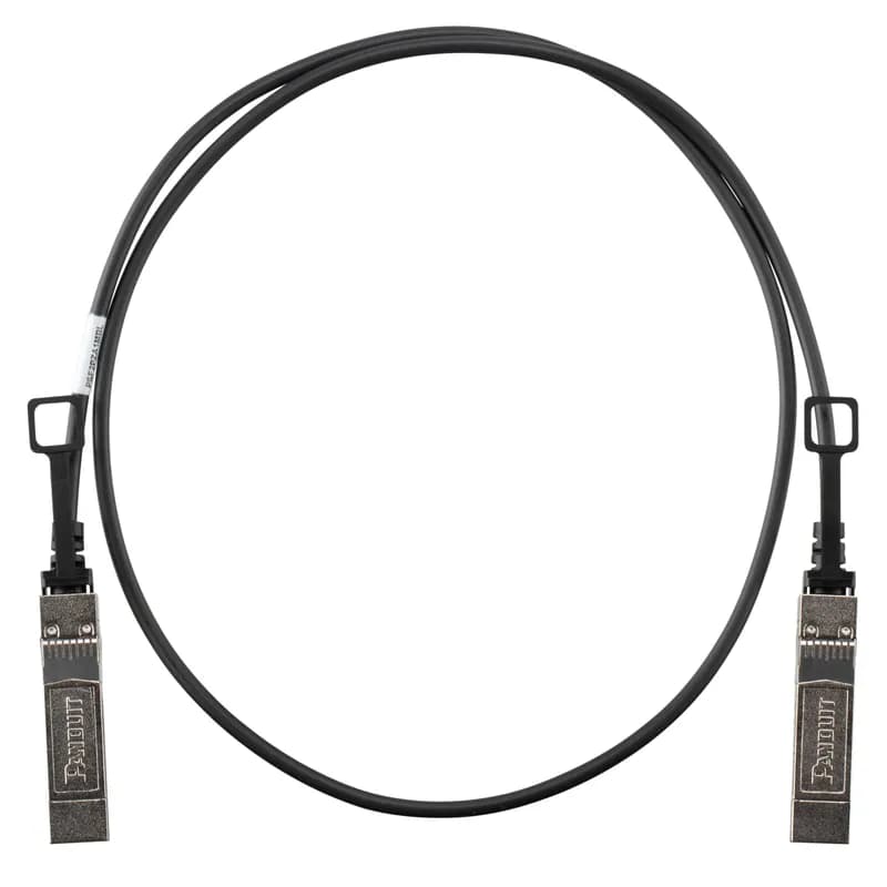 This direct attach passive copper cable assembly features 25G factory-terminated SFP28 passive modular connectors on each end. The high-speed, 2-pair assembly has twinaxial cable, is black in cable color, 30AWG and 1.5 meters in length.