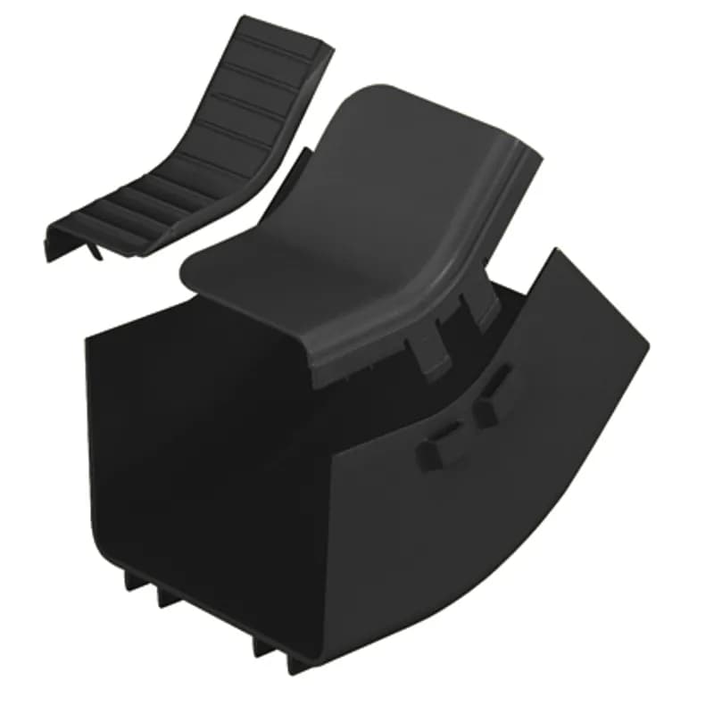 The FiberRunner 6x4 Inside Vertical creates a 45 upward angle from a straight horizontal run. It is used with outside vertical 45 angle fitting FROV456X4LBL to change the level of a straight horizontal run.