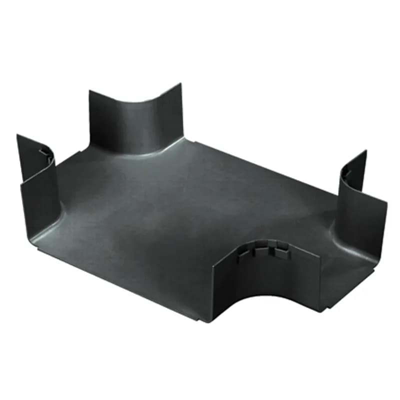 The FiberRunner 12x4 4-Way Cross Fitting attaches to 12x4 channel and/or fittings to create a horizontal 4-way cross intersection with two 6x4 exits.