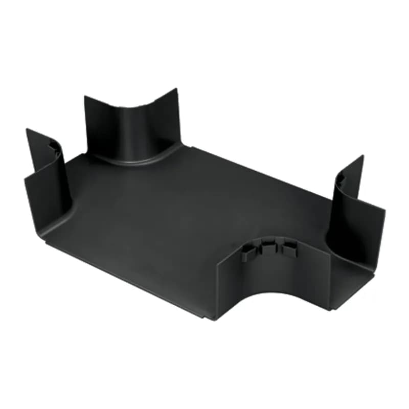 The FiberRunner 12x4 4-Way Cross Fitting attaches to 12x4 channel and/or fittings to create a horizontal 4-way cross intersection with two 4x4 exits.