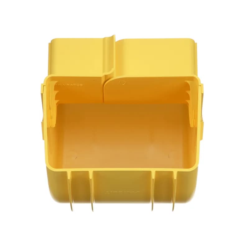 The FiberRunner 6x4 Inside Vertical creates a 90 upward angle from a straight horizontal run. It is used with outside vertical 90 angle fitting FROVRA6X4LYL to change level of a straight horizontal run.