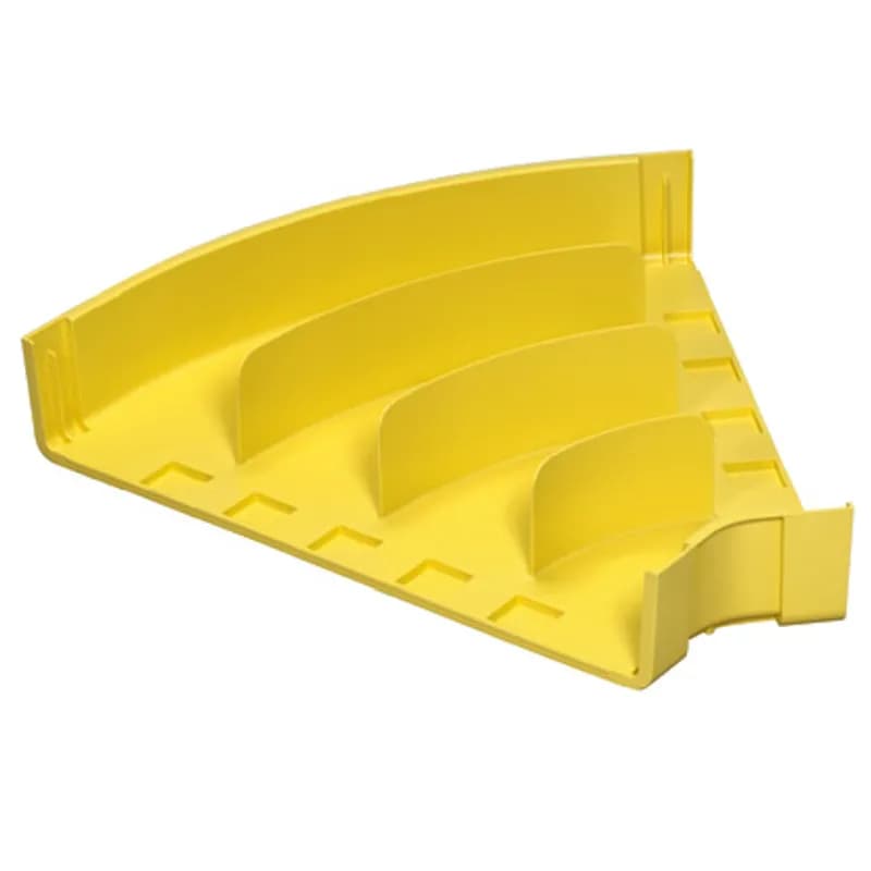 The FiberRunner 24x4 Horizontal Fitting attaches to a 24x4 channel and/or fittings to create a 45 horizontal turn from a straight horizontal run.