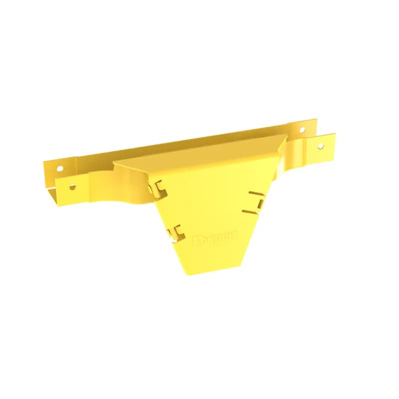 The FiberRunner 2x2 Vertical Tee creates a 90 vertical drop from a horizontal run. The vertical tee attaches to a 2x2 channel and/or fittings to create a 90 vertical drop from a horizontal run. The vertical tee fitting accepts a channel cover in conjunction with the channel. It can be used with the QuikLock Coupler or Channels, snap rivets or bolts with channels, and the 1-port spillout. This product includes a hinged door.