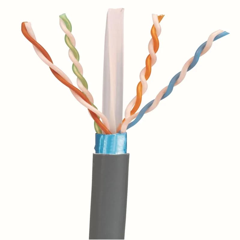 The TX6 Cat 6 F/UTP Riser copper cable is constructed of 23 AWG copper conductors with HDPE insulation. The copper conductors shall be twisted in pairs and separated by a cross divider. All four pairs shall be covered by a flame retardant PVC (CMR), White jacket. Packaged 1000 ft./305m on a reel.