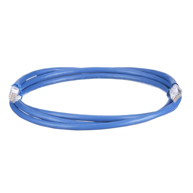 The TX6A 10Gig Cat 6A UTP Patch Cord is a 0.2-Meter, 0.250-inch (6.4mm) diameter, Blue cord constructed of 24 AWG, unshielded, twisted pair, solid, CM cable with high-performance modular plugs. Its solid foil tape limits alien crosstalk, ensuring 10 Gb/s transmission. The tangle-free latch prevents snags and ensures a fast release, streamlining moves, adds, and changes. Enabled with RapidID, the product has pre-installed barcodes for simple port mapping using RapidID software.
