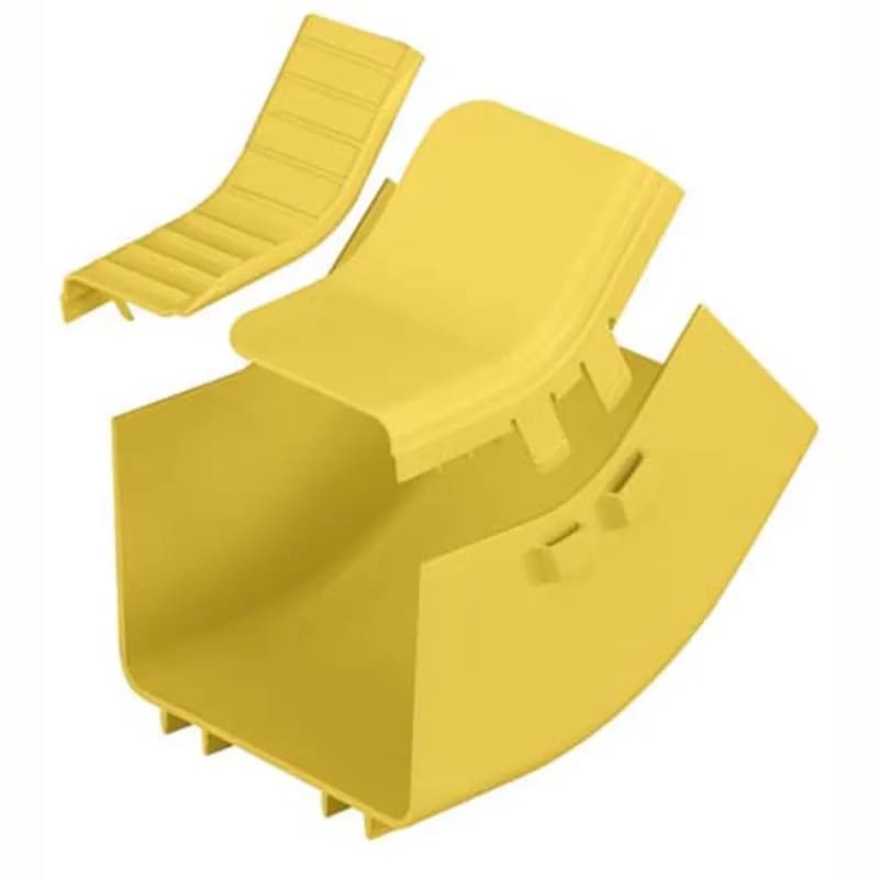 The FiberRunner 6x4 Inside Vertical creates a 45 upward angle from a straight horizontal run. It is used with outside vertical 45 angle fitting FROV456X4LYL to change the level of a straight horizontal run.