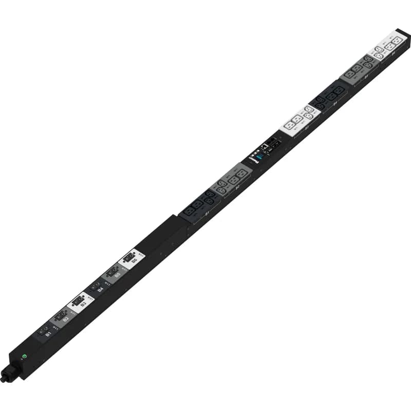 Panduit P24D04M - This Panduit G5 Monitored Input PDU features (12) C13 and (12) C19 outlets. It is a 30 amp, 415 V, three phase PDU with a NEMA L22-30P input plug and a 10 foot (3m) power cord.