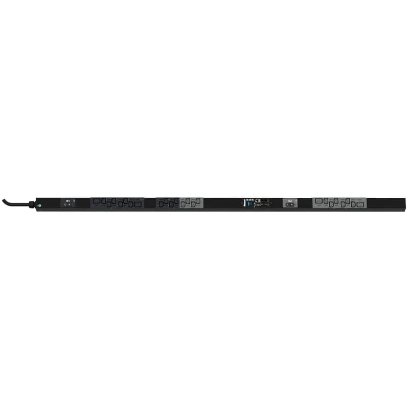 This Panduit G5 Monitored Per Outlet PDU features (20) C13 and (4) C19 outlets. It is a 32 amp, 230 V, single phase PDU with an IEC 60309 2P+E 6h 32A (IP44) input plug and a 10 foot (3m) power cord.