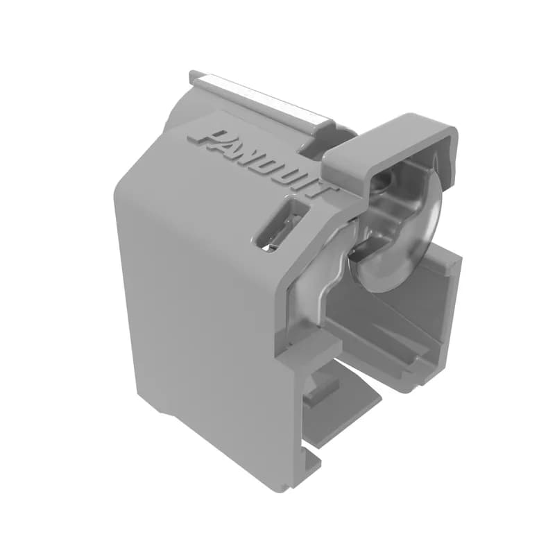 The Lock-In device secures patch cord connections to prevent unauthorized access or accidental removal. Recessed device is used when jacks mount slightly deeper from the surface. Extended hood protects locking mechanism. Includes 10 gray devices and one removal tool.