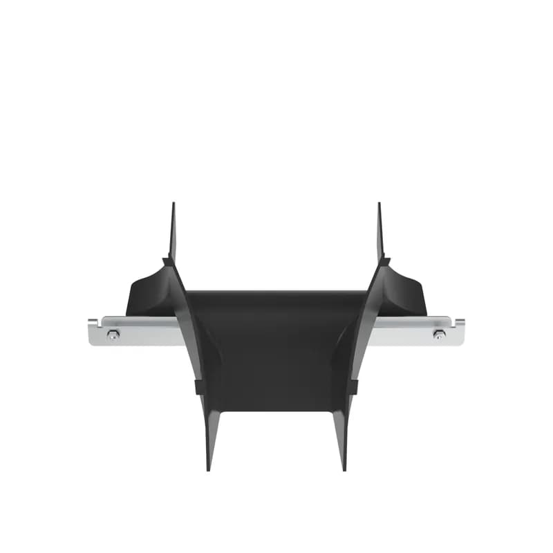 The wire basket spillover allows for cables to exit while maintaining proper bend radius control. The spillover has a 4" exit that comes with the necessary hardware to mount on a basket. It comes in a black finish.