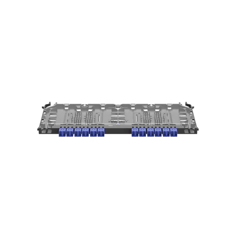 FlexCore Front Access ODF Fiber Optic Splice Cassette, Singlemode (OS2) 24-fiber LC Duplex to Ribbon Pigtails, Standard IL