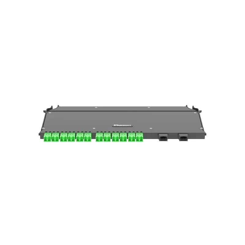 FlexCore Front Access ODF Fiber Optic Cassette, Singlemode (OS2) 24-fiber LC/APC Duplex to 2xMPO-12, Universal, Standard IL, Right Hand Orientation