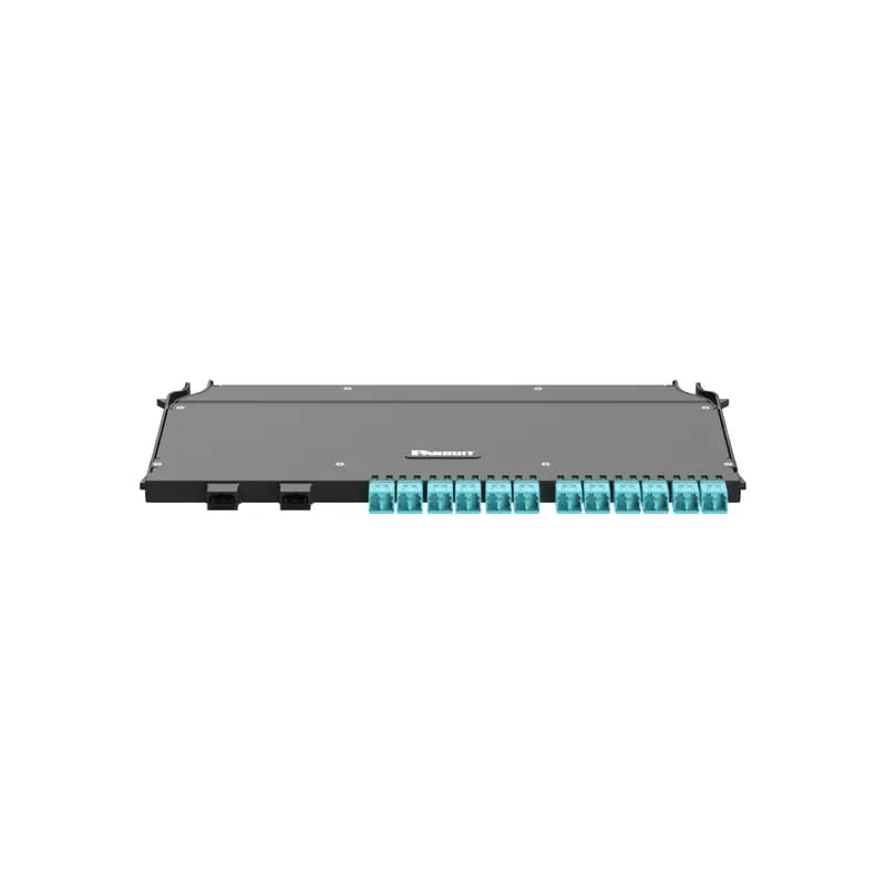 FlexCore Front Access ODF Fiber Optic Cassette, Signature Core (OM4+) 24-fiber LC Duplex to 2xMPO-12, Method A Straight, Ultra IL, Left Hand Orientation