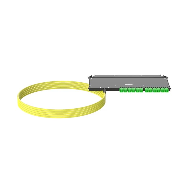 OS2 Single Mode 24 Fiber Indoor Small Diameter Trunk, Plenum, FlexCore Front Access ODF LC/APC Cassette, Left side Blunt end, Standard Insertion Loss, No pulling Eye - 50 Feet