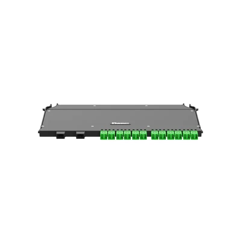 FlexCore Front Access ODF Fiber Optic Cassette, Singlemode (OS2) 24-fiber LC/APC Duplex to 2xMPO-12, Method A Flipped, Standard IL, Left Hand Orientation