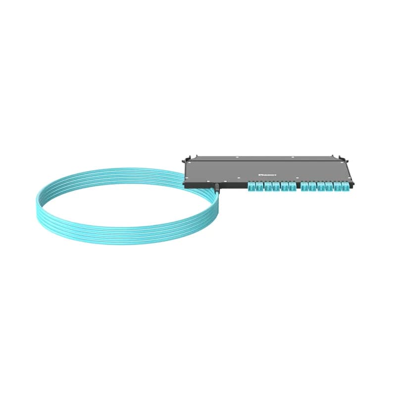 OM4 Multi Mode 24 Fiber Indoor Small Diameter Trunk, Euroclass B2ca, FlexCore Front Access ODF LC Cassette, Left side Blunt end, Optimized Insertion Loss, No pulling Eye - 15 Meters