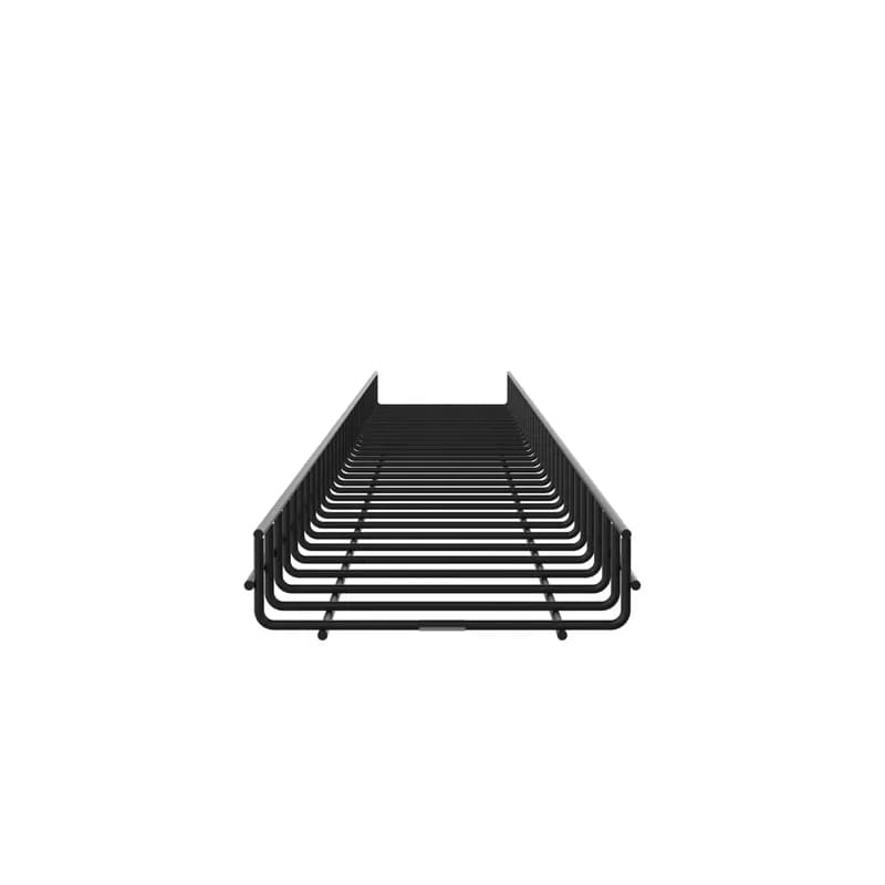The 2" height x 8" width wire basket is available in a black powdered coated finish. The wire basket can be used in many applications to route cable to the needed location. It s design enable users to have to cut less wires on a basket with improves risk mitigation.