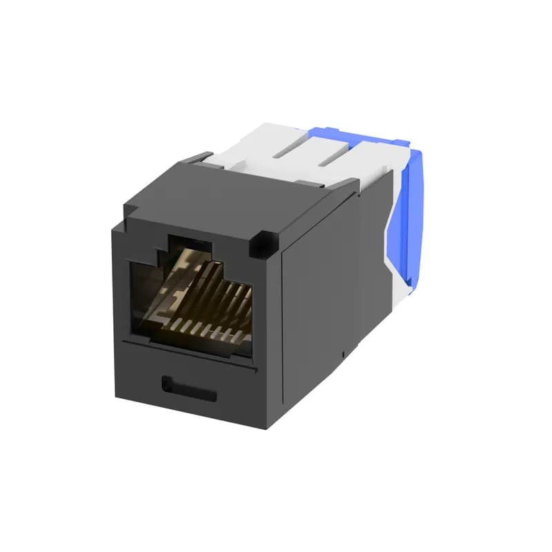 The Mini-Com Cat 6A UTP RJ45 Corrosion Resistant TG Jack Module is designed to terminate 4-pair, 22-26 AWG twisted pair cable. Each module is 100% factory tested to exceed industry standard performance requirements. TG style termination eliminates the need for a termination tool. Each jack is individually serialized for traceability and is compatible with Mini-Com Modular Patch Panels and Faceplates. A polymer based gel protects electrical contacts and internal components by reducing the ingress of moisture and other corrosive elements such as salt, providing improved long term performance.