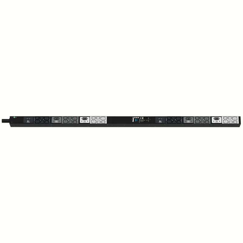 This Panduit G5 Monitored & Switched per Outlet PDU features (24) C13 and (12) C19 outlets. It is a 60 amp, 208 V, 3 phase PDU with a IEC 60309 3P+E 9h (IP44) input plug and a 10 foot (3m) power cord.