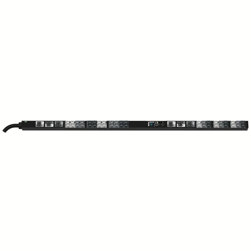 This Panduit G5 Monitored Input PDU features (21)C13/C15, (21)C13/C15/C19/C21 outlets. This PDU is designed with combination outlets which allows the receptacle to be used as an C13/C15/C19 or C21 outlet. It is a Dual Rated 60/63 amp 415V three phase PDU with an IEC 60309 3P+N+E 6h 60/63A (IP44) input plug and a 10 foot (3m) power cord.