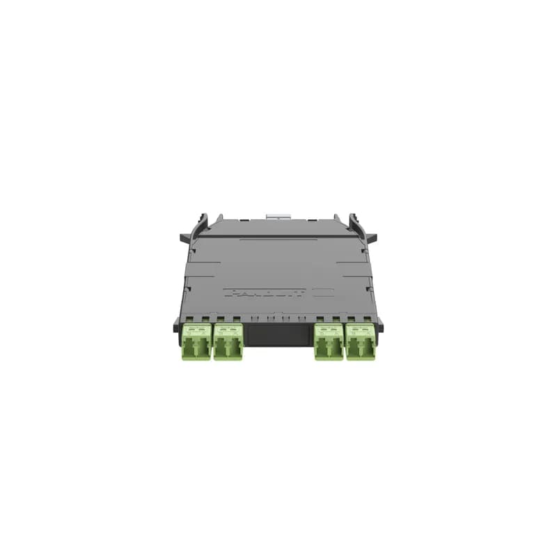 Panduit FHC3WO-08-10B - The HD Flex 4-to-1 Breakout Cassette is OM5 MPO to LC and supports 8 fibers total. It is optimized low IL and uses Method B polarity. The 6-port cassette has a black cover with a charcoal gray MPO connector and 4 lime duplex LC adapters with integral shutters to prevent contamination.