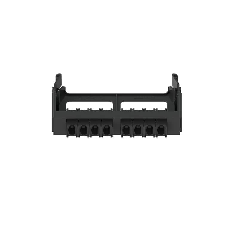 The QuickNet SFQ MPO Fiber Adapter Panel Type A features 8 MPO key-up/key-down adapters. It snaps quickly into the rear of QuickNet Patch Panels for easy network deployment and quick migration. It is black and comes with installed dust caps.