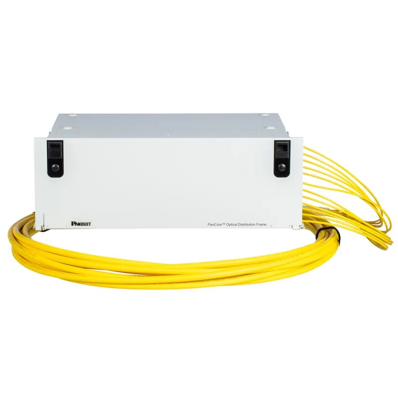 Panduit F8BNM9RBNSAF200 - FlexCore Tethered Fiber Optic Enclosure with Right cable entry, Singlemode OS2 288 Fiber Rollable Ribbon Trunk, Multi Rated I/O Riser, LSZH, Euroclass Cca Jacket, Pre-Terminated to Duplex LC Cassettes, Standard Insertion Loss, Straight Through Polarity - 200 Feet