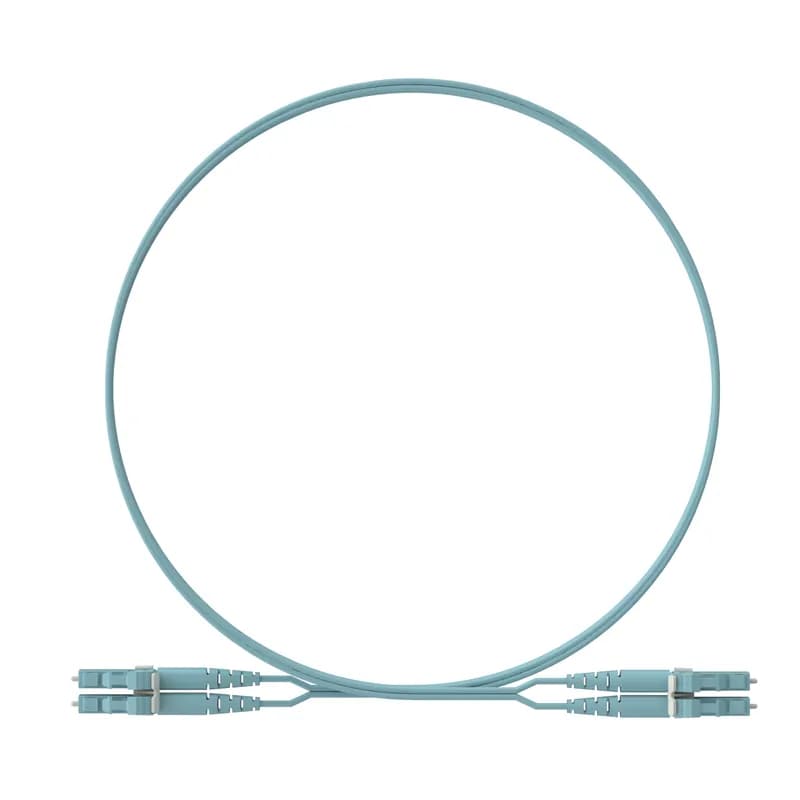 The duplex fiber patch cord is OS1/OS2 with 1.6mm cable zipcord jacket. It is Plenum (OFNP), features LC Duplex connectors, has standard insertion loss and is 5 meters in length. This cord is Keyed H - Aqua LC Duplex on one end, non-keyed H - Aqua LC Duplex connection on the other end as part of a keyed cabling systems that provides an additional layer of physical security, mating only with matching keyed components. The cable jacket color is aqua.