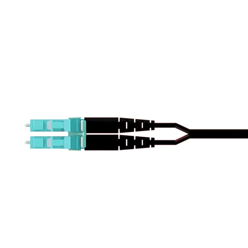 The duplex fiber patch cord is OS1/OS2 with 1.6mm cable zipcord jacket. It is Plenum (OFNP), features LC Duplex connectors, has standard insertion loss and is 15 meters in length. This cord is Keyed H - Aqua on both LC Duplex connection ends as part of a keyed cabling systems that provides an additional layer of physical security, mating only with matching keyed components. The cable jacket color is aqua.
