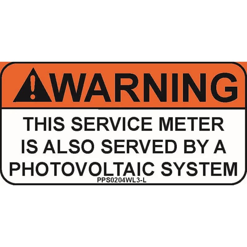 Solar labels are designed for long-term reliability in labeling applications subjected to high ultra violet light exposure. These labels provide reliability in both indoor and outdoor applications and have a clear overlaminate to function in harsh US and Canada environments. Solar Label, 2.00" H x 4.00" W, Warning Header, 'This Service Meter Is Also Served By A Photovoltaic System' (Legend) with Caution Symbol, Polyester Adhesive, Black/White/Orange, 50 Labels/Package.