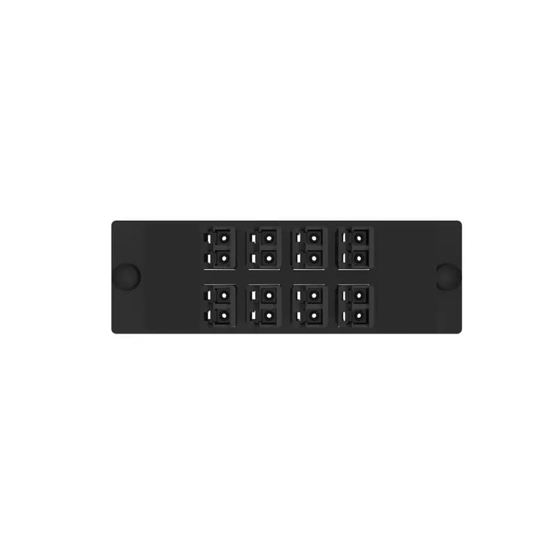 Panduit FAP8WABLBLDLCZ - The Opticom LC fiber adapter panel is OM4 and is loaded with 8 LC duplex fiber optic adapters. The fiber optic adapters are Keyed A-Black on the user side and Non-keyed on the service side and has zirconia split sleeves.