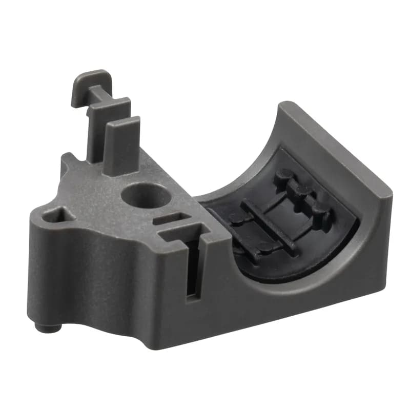 Panduit HV23CC1-C378 - Panduit HV23CC1-C378 is a single-position half clamp that pairs with another to form a fully secured cable clamp. These come with rubber compressible inserts to accommodate .75" to .90" (19-23mm) range-taking over cables, pipes or others. Housings are made of heat-stabilized glass-filled nylon grey in color. Rubber cushion inserts are black in color. These are sold in packages of 100 pieces (bag contents provide 50 finished clamps).