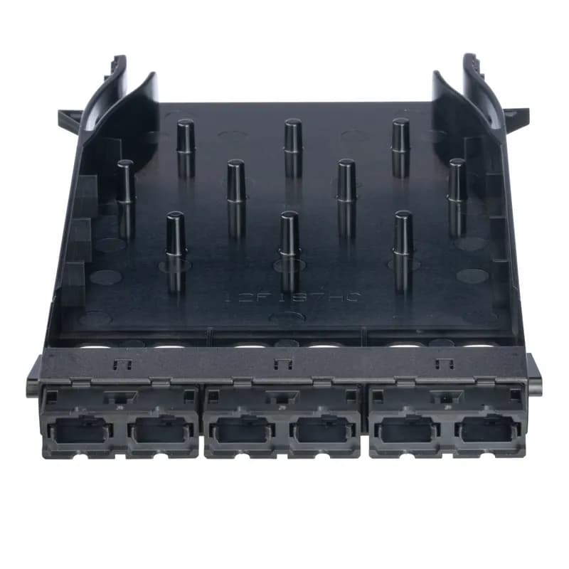 Opticom Base 16 6 Port Fiber Adapter Panel MPO-16 Key-up to Key-down (black Adapters)
