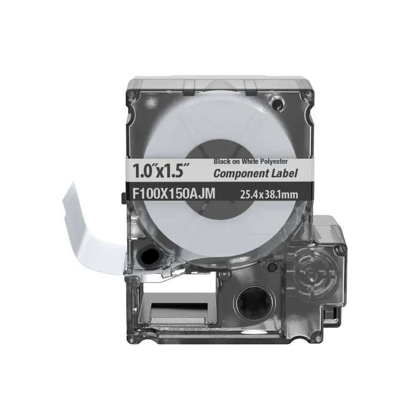Panduit F100X150AJM - The F100X150AJM Flag Label offers improved legibility and more informational space for small wires and cables, providing clearer, more complete identification. The design allows the application of the flag as a permanent adhesive label or a repositionable non-adhesive label. For use with PXE MP300 printer. Polyester 1.0"x1.50" (25.4mm x 38.1mm) Cable diameter 0.12"-0.20" (3.1mm - 5.1mm) Color White. 150 Labels per Cassette. 1 Cassette per Package.