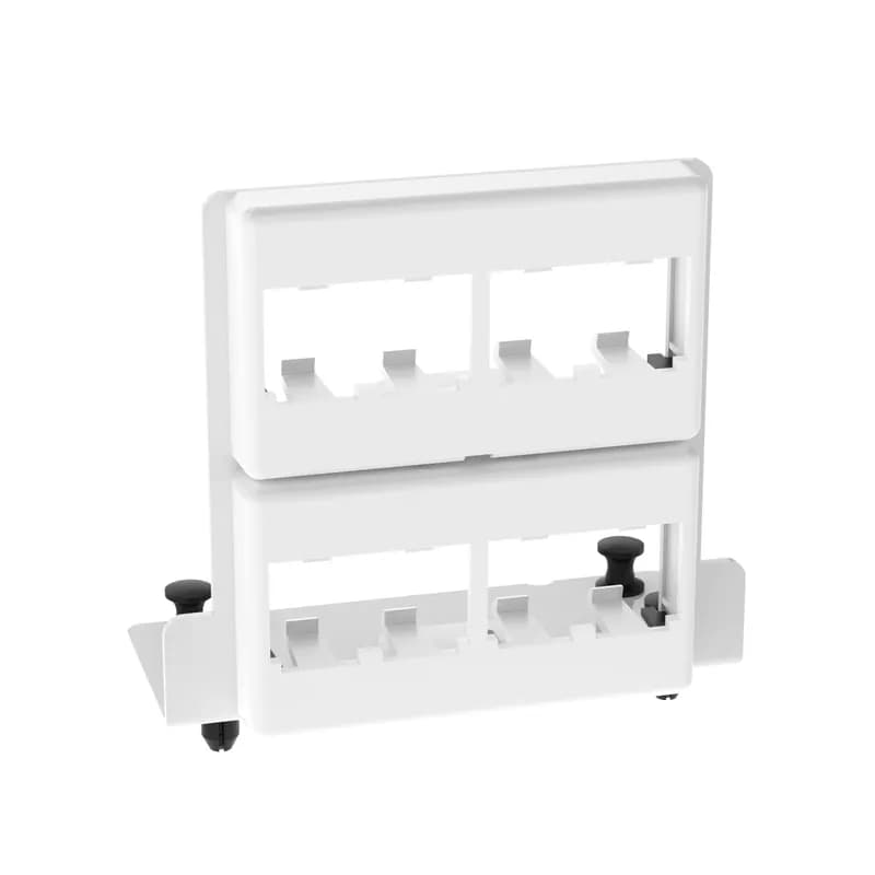 8-Port Mini-Com Patch Panel Bracket for use with the PanZone Multi-Purpose Wall (MS**EHDS) and In-Ceiling Enclosures (MSICE24). Compatible with Panduit Mini-Com Modules. White