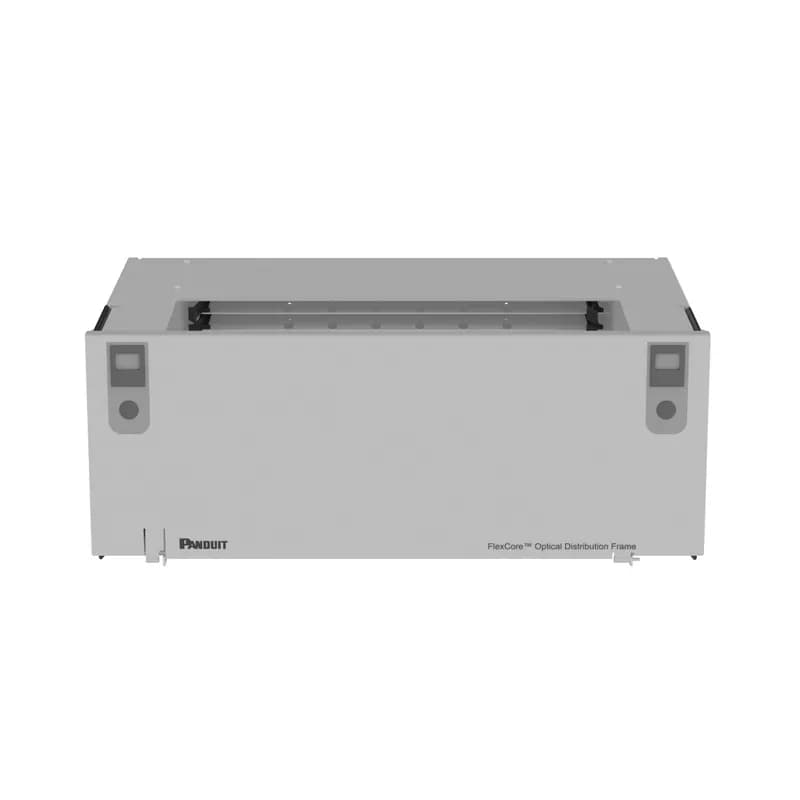 The Panduit FlexCore Universal Patch Panel contains one 4RU enclosure and tray labeling to fit any Panduit FDFF45** 600mm frame (frame not included). These panels are installed at the back of the frame to completely, securely enclose the frame and are capable of handling twelve trays of 24 fiber for a total density of 288 fibers per 4RU enclsoure. All of the necessary installation hardware is included. It is gray in color.