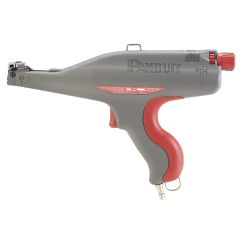 Panduit offers the most preferred hand-operated tools in the industry. The PTH Pneumatic Cable Tie Hand Tool has an ergonomic design that promotes worker safety, reduces downtime, and increases productivity. For use with standard, heavy-standard, light-heavy and heavy cross section cable ties. Red trigger handle with gray impact resistant resin housing. Weight is 32 ounces (907 g) and is sold individually.