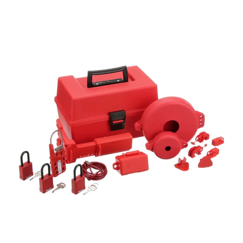 Panduit PSL-KT-MROA-S - The PSL-KT-MROA-S MRO Lockout Kit Spanish includes: Screwdriver, PSL-BX carrying case 6.5" x 5.0" x 14.5" (165x127x368mm), (3) PSL-8 non-conductive padlocks, PSL-MLD multiple lockout device, (2) PSL-WS wall switch lockouts, (2) PSL-CBNT circuit breaker lockout device, (2) PSL-P plug lockouts, PSL-V6A gate valve lockout 6.5" (165mm), PSL-V2A gate valve lockout 2.5" (64mm), PSL-BV2 ball valve lockout 3.0" (76mm), PSL-CL110 110V plug lockout, (10) PVT-44 "DO NOT OPERATE" maintenance tags in Spanish